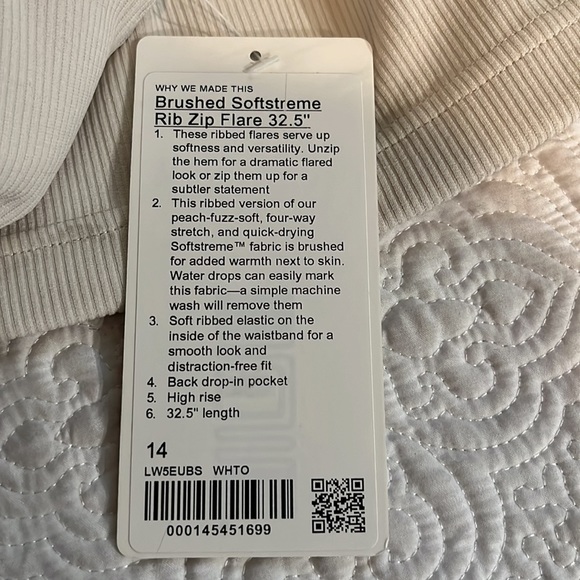 Brushed Softstreme Ribbed Zip Flared Pant 32.5" in
White Opal, size 14, NWT - Picture 16 of 16